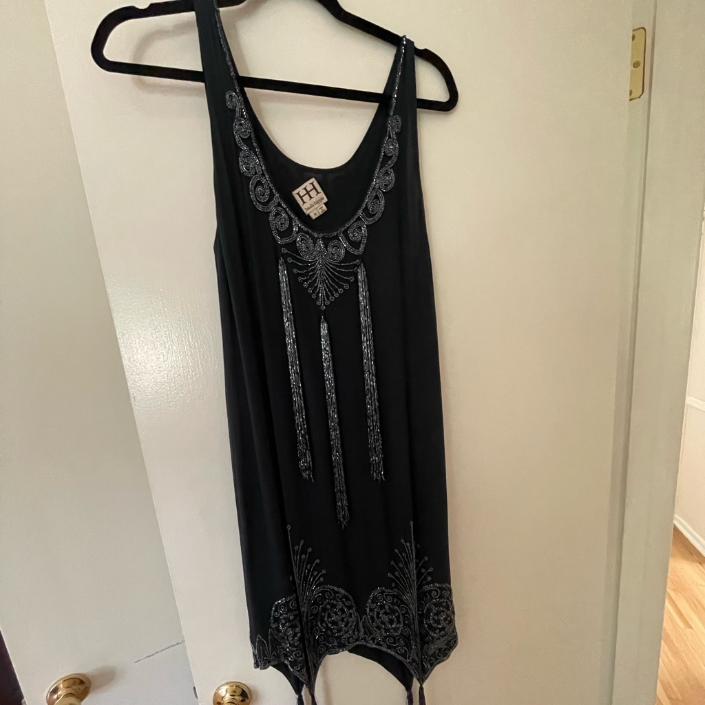 Navy Haute Hippie Silk And Beaded Tassel Dress